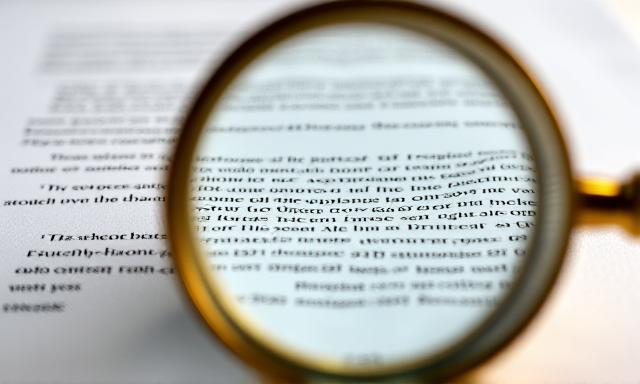 Close up of a vendor contract with a magnifying glass over text