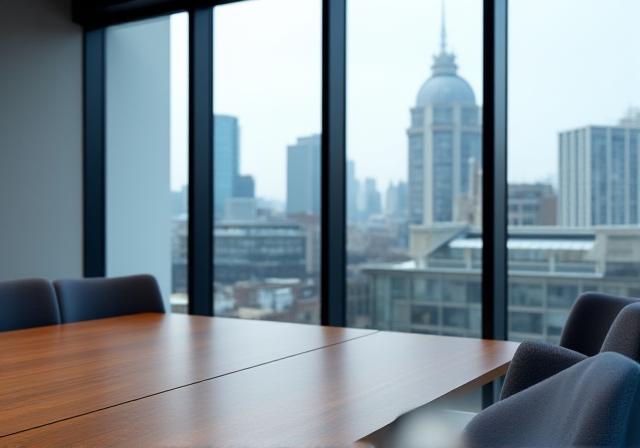 Modern professional office setting in London City with views of the skyline